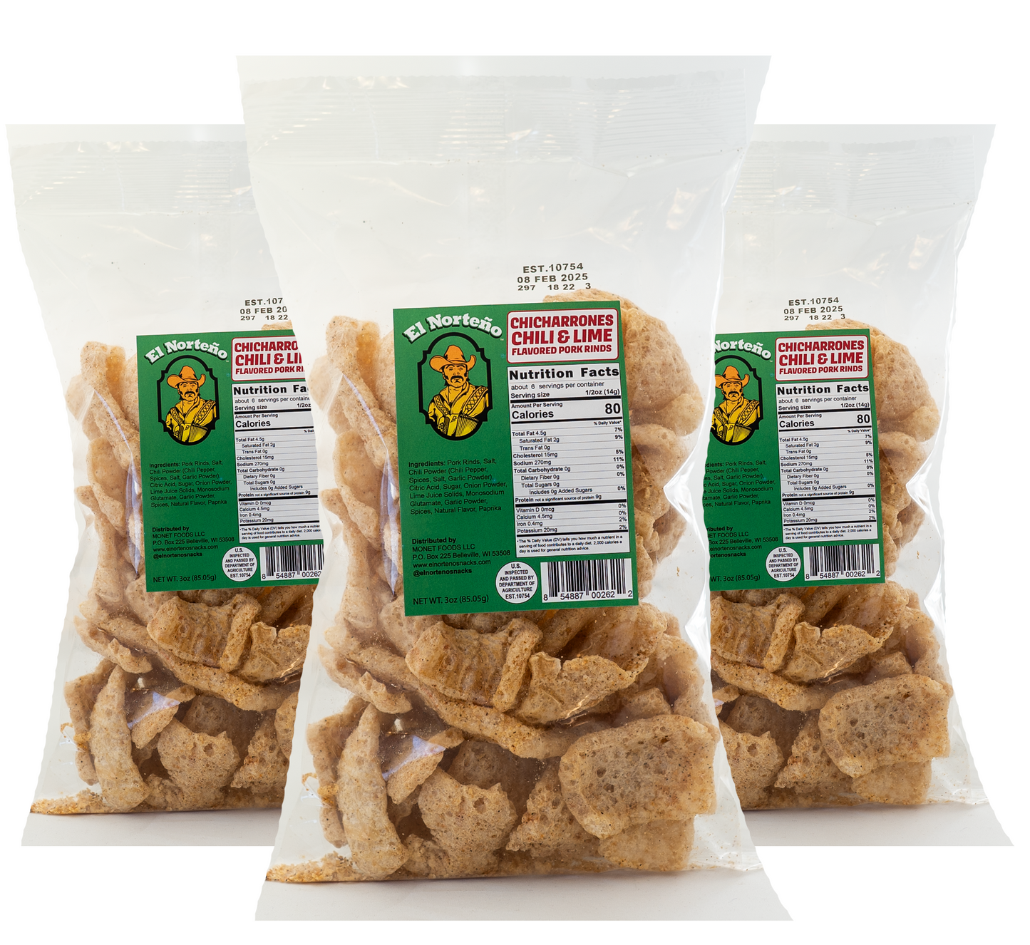 3-Pack Pork Rinds (3oz Each)