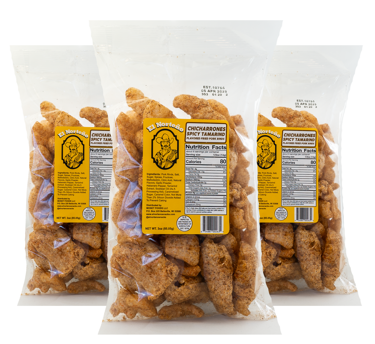 3-Pack Pork Rinds (3oz Each)